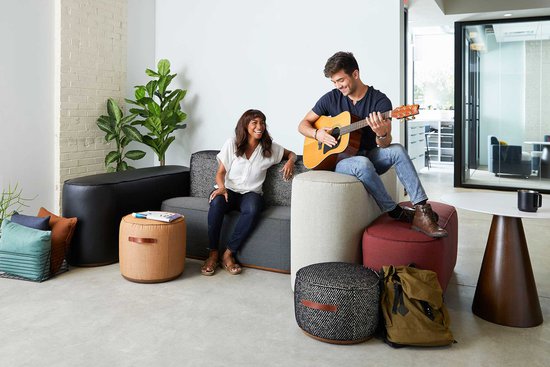 Indie benches and poufs with Moto table