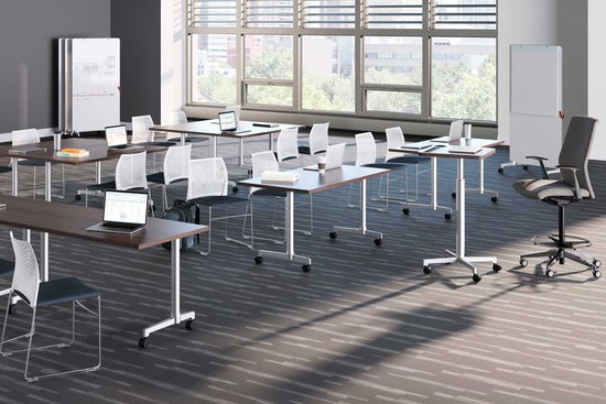 Learning – Lok cantilever base tables, podium and markerboards with Hoopz and Proxy