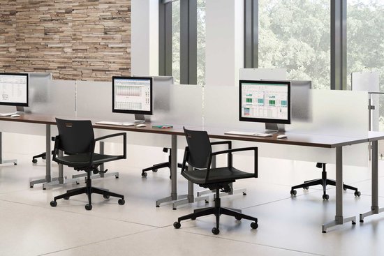 Lok training tables with privacy screens and Knox swivel seating