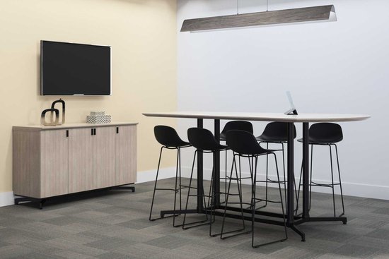 Lok conference table and credenza with Wink mini stools