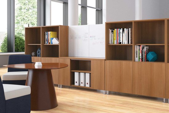 Moto lounge with table and casegoods